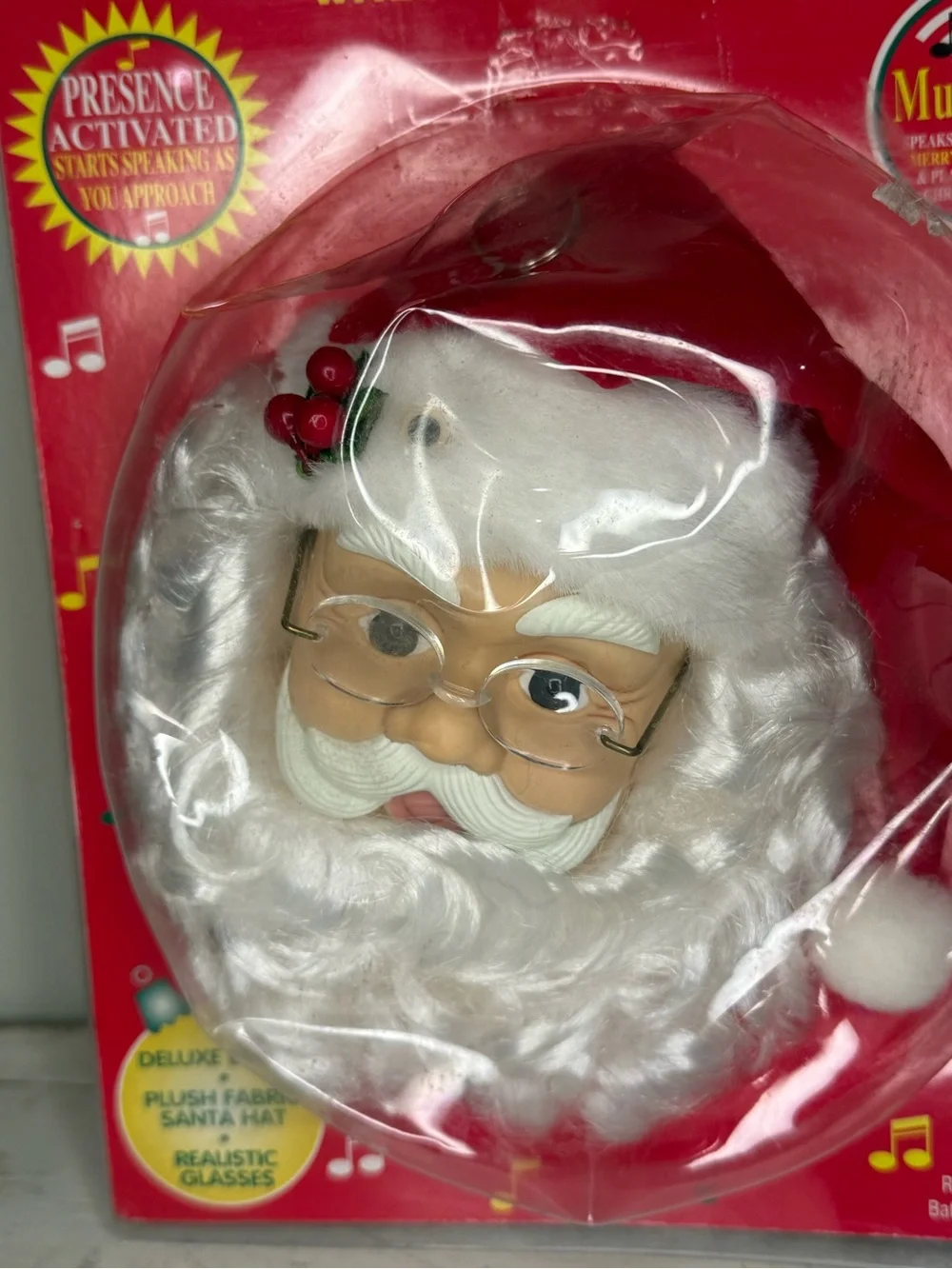 NIP Vintage Telco Santa Claus Head Wall Door Christmas Music Hanging decor